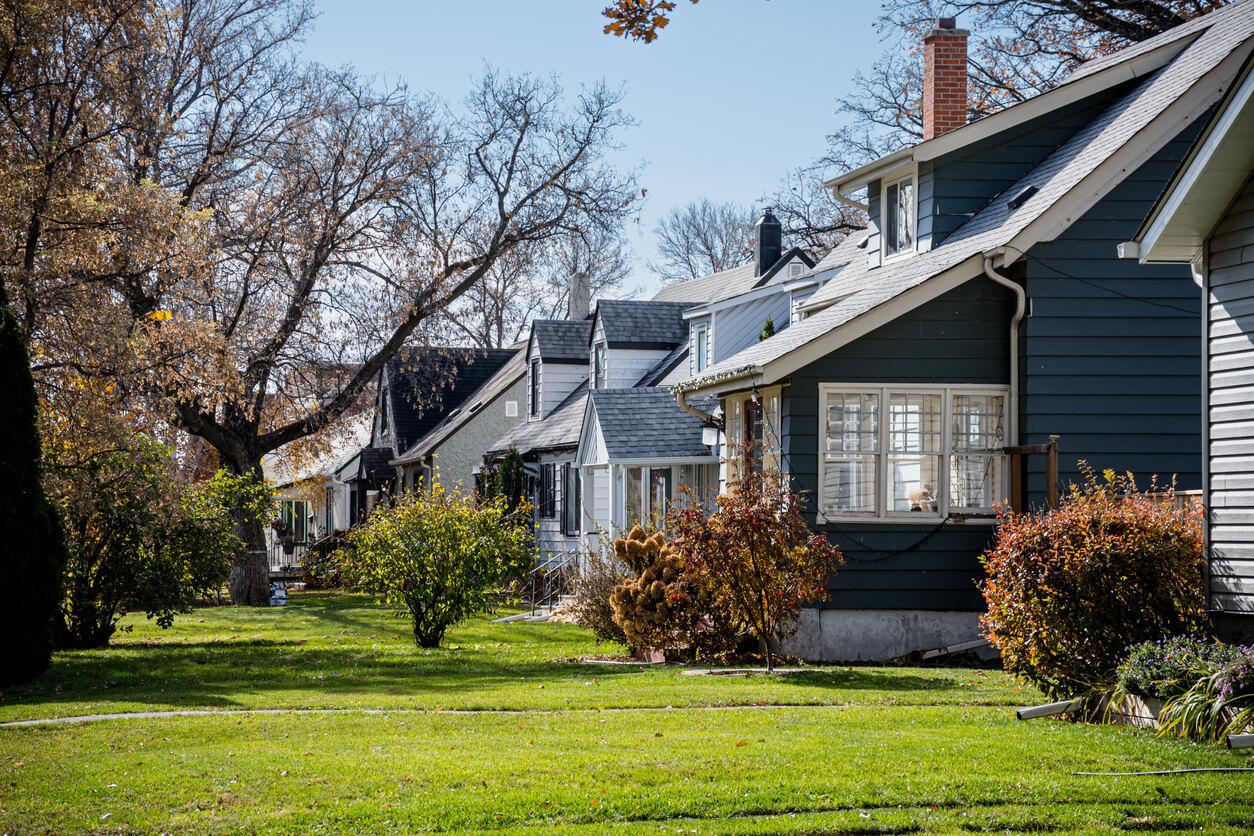 Row of suburban houses on a sunny day